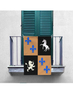 Bannière Médiévale Licornes-Fleur de Lis (70x100 cms.) 2