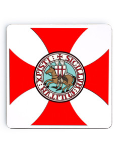 Sous-verre en bois des Templiers, 9 cm.