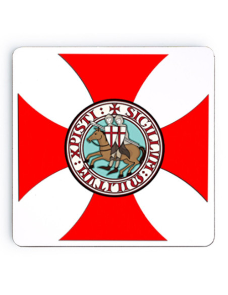 Sous-verre en bois des Templiers, 9 cm.