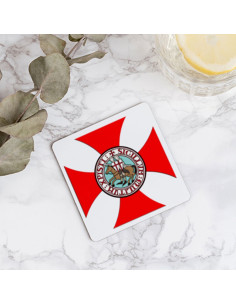 Sous-verre en bois des Templiers, 9 cm. 2