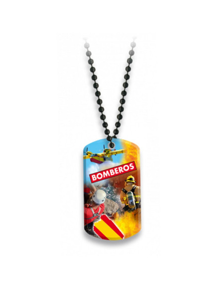 Plaque avec chaîne à billes Pompiers...