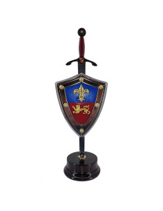 Ensemble prince noir, ouvre-lettre avec bouclier et support