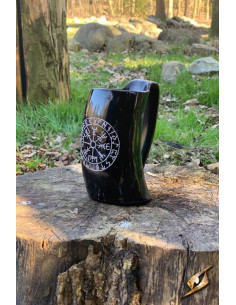 Bocal en corne Viking modèle Vegvisir, finition foncée 2