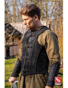 Armure de vétéran de guerrier médiéval en cuir, noir 2