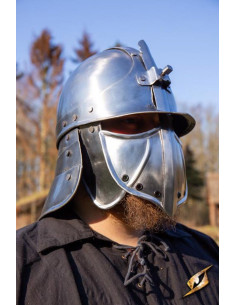 Casque japonais CQ, acier poli