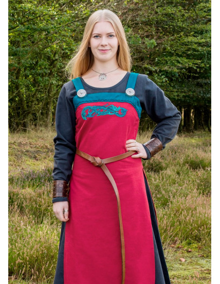 Robe tablier Viking Hilja rouge avec...