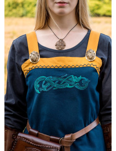 Robe tablier bleu Viking Hilja avec broderie 2