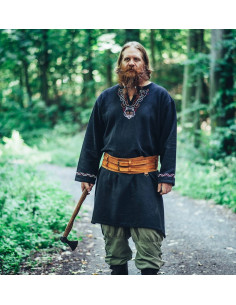 Tunique viking avec broderie Freki, noire