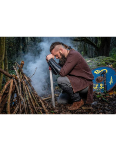 Tunique viking avec broderie Erwin, marron foncé 2