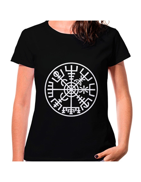T-shirt Viking Woman Vegvísir noir,...