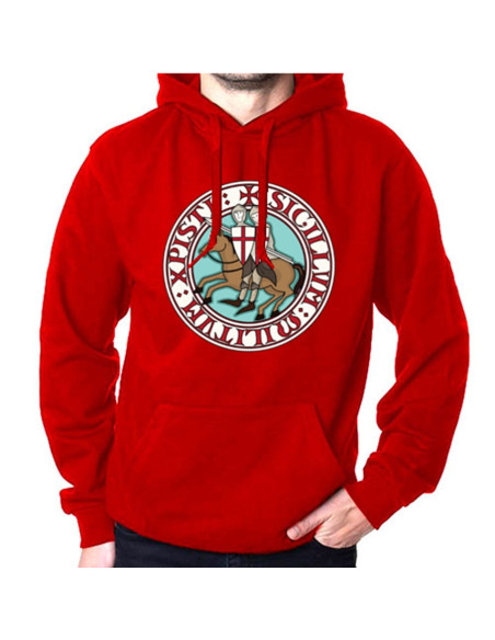 Sweat-shirt rouge Templiers avec capuche