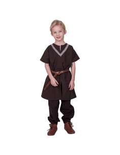 Tunique médiévale Ailrik enfant, couleur marron