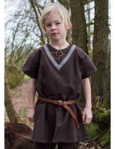 Tunique médiévale Ailrik enfant, couleur marron 2