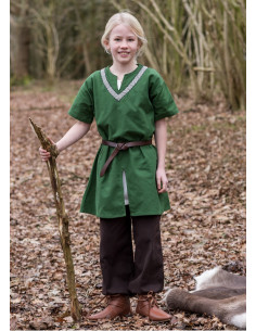 Tunique médiévale Ailrik enfant, coloris vert 2
