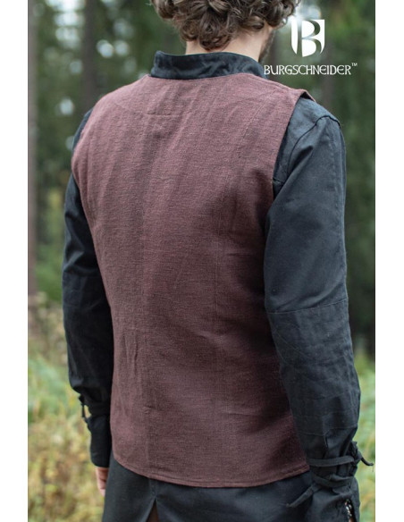 Gilet paysan médiéval Maron, couleur...