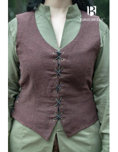Gilet paysan médiéval marial, couleur marron 2