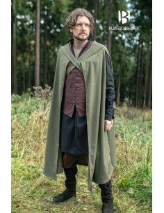 Cape d'aventurier médiéval Justus, laine verte