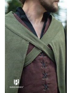 Cape d'aventurier médiéval Justus, laine verte 2