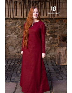 Tunique médiévale manches longues Feme, couleur rouge
