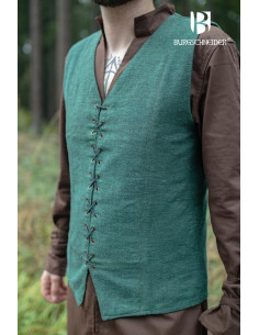 Gilet paysan médiéval Maron, couleur verte 2
