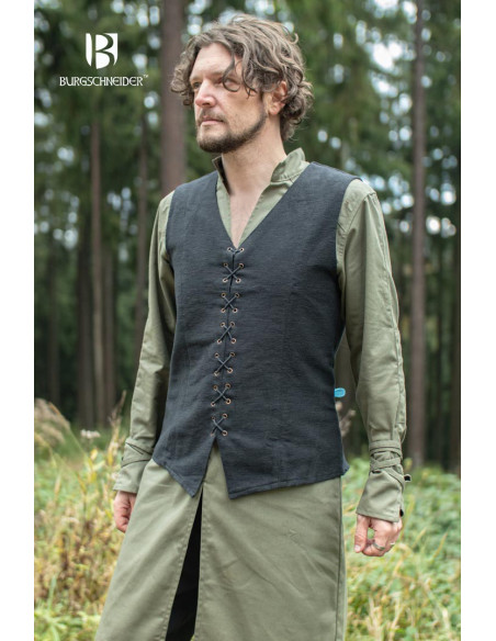 Gilet paysan médiéval Maron, couleur...