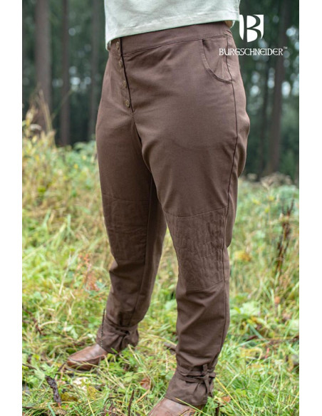 Pantalon médiéval Kerga, coton marron