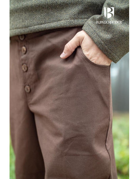 Pantalon médiéval Kergon, coton marron