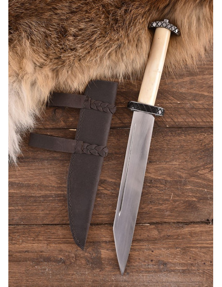 Couteau Seax court avec étui en cuir