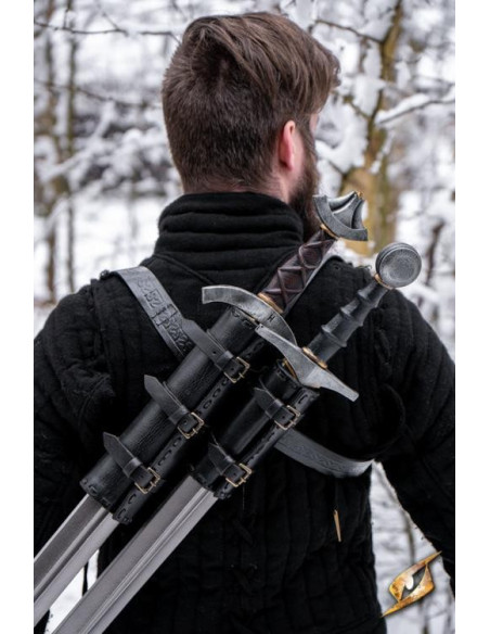 Tahalí double pour le dos en noir