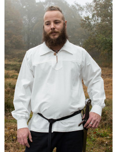 Chemise médiévale blanche avec bouton Gotz