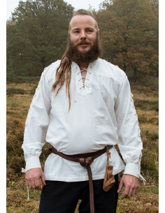 Chemise médiévale blanche à nouer modèle Corvin