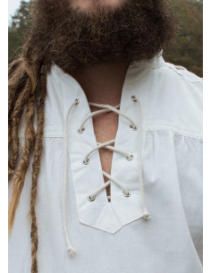 Chemise médiévale blanche à nouer modèle Corvin 2