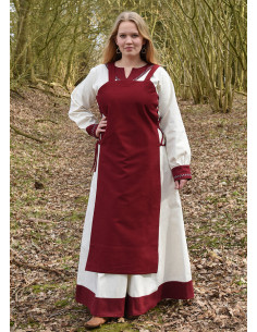 Tablier viking Tina en coton, couleur vin rouge 2