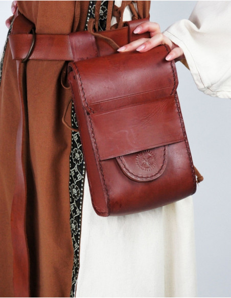 Sac ceinture médiéval en cuir