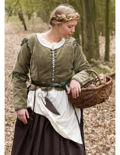 Veste médiévale Griselda en daim, couleur verte