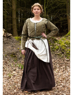 Veste médiévale Griselda en daim, couleur verte 2