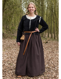 Veste médiévale Griselda en Daim, couleur noire 2