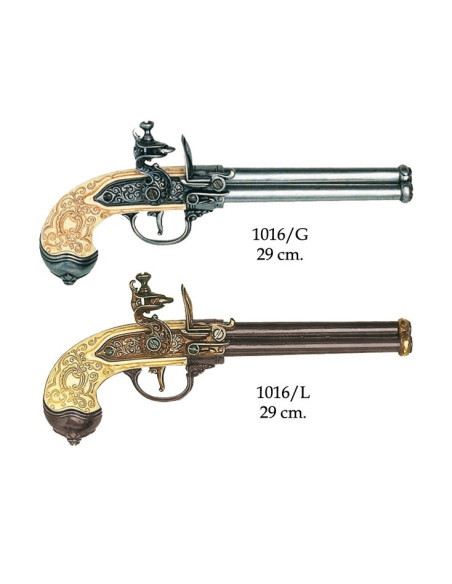 Pistolet italien à 3 canons fabriqué par Lorenzoni, 1680