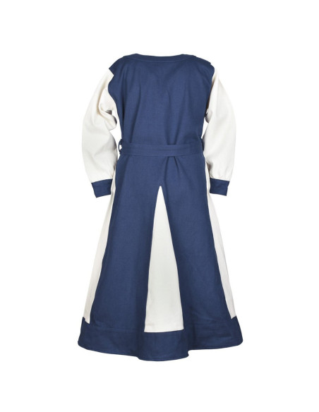 Robe viking fille, Solveig bleu-blanc