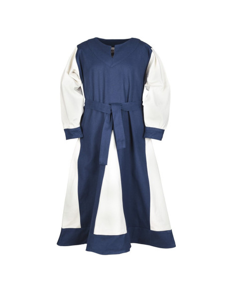 Robe viking fille, Solveig bleu-blanc