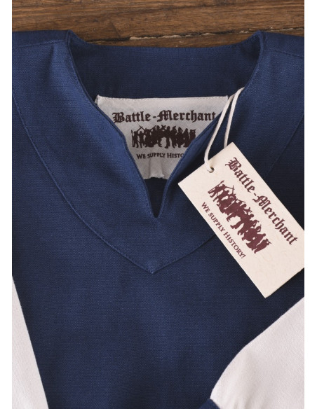 Robe viking fille, Solveig bleu-blanc