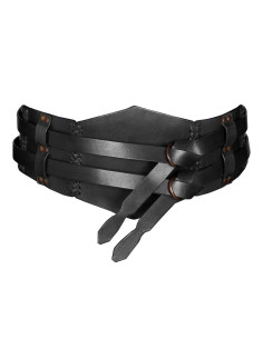 Ceinture double en cuir médiéval noir unisexe