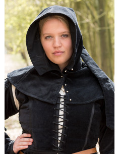 Capuche médiévale Mirella-gugel en velours noir