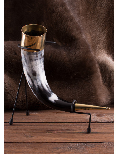 Corne viking décorative avec support,...