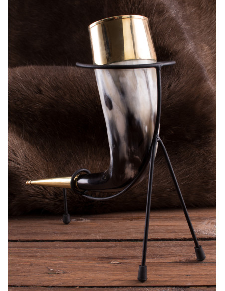 Corne viking décorative avec support,...