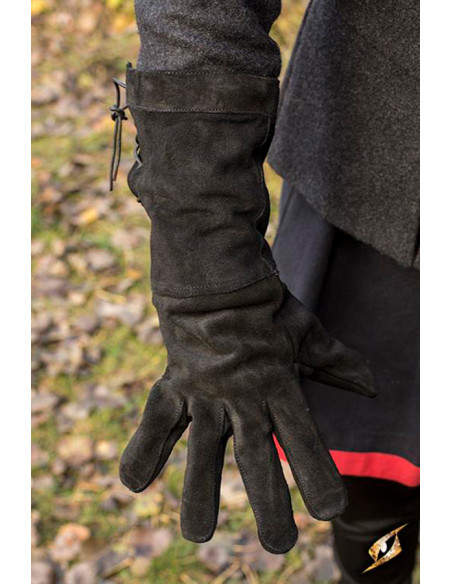 gants médiévaux noirs