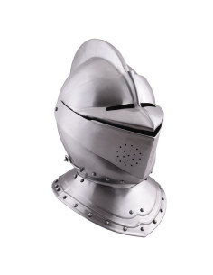 Casque médiéval anglais fermé du XVIe siècle, acier 1,6 mm.