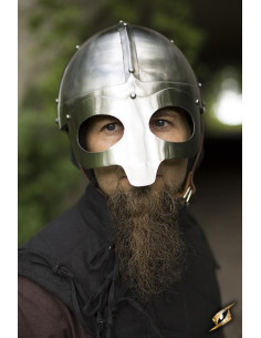 Casque viking avec masque, finition polie