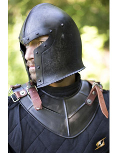 Gorget médiéval Drake simple, finition sombre épique