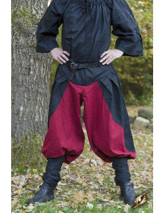 Pantalon médiéval large Ignis, Rouge-Noir